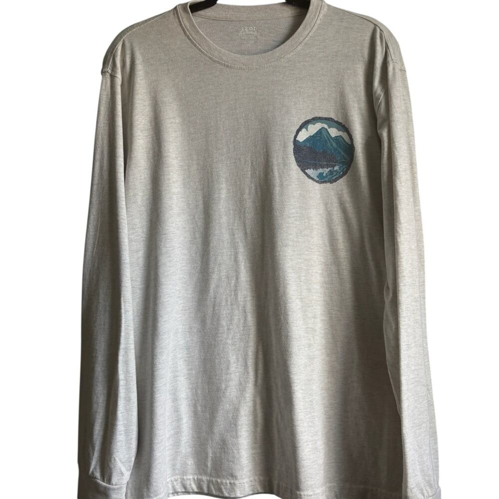 Izod Gray Long Sleeve Tee with Mountain Graphic